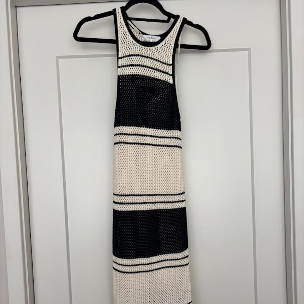 Frame Open Knit Crochet Striped Midi Dress Size XS